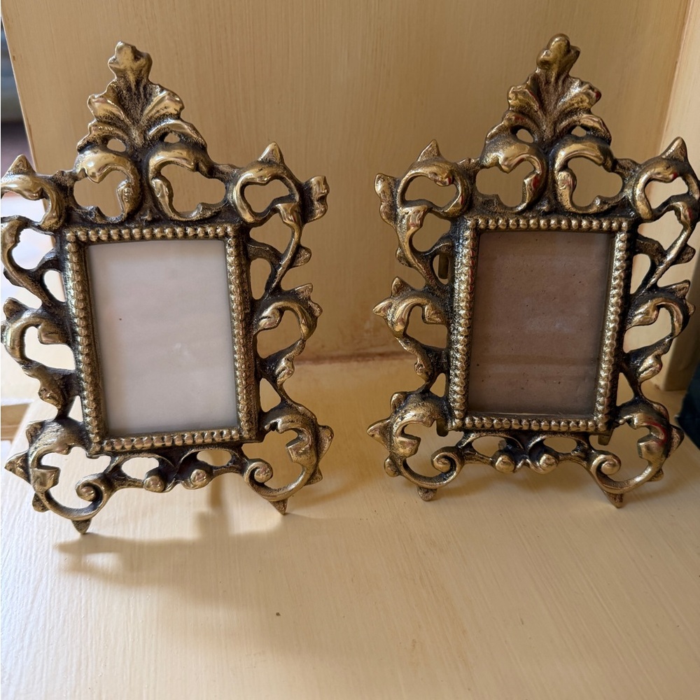 Vintage antique brass picture frames